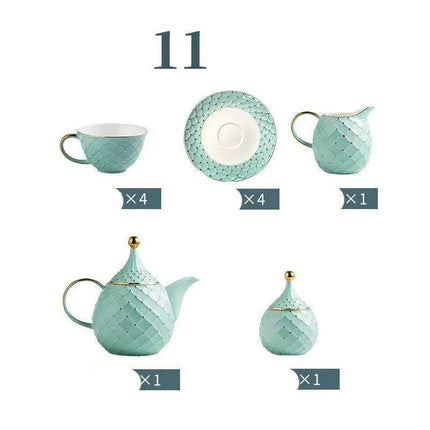Elegant European Bone China Coffee and Tea Set with Chic Ceramic Teapot - Très Elite