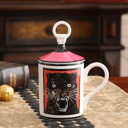 Elegant European Ceramic Mug Set with Lid - A Perfect Gift for Coffee Aficionados - Très Elite