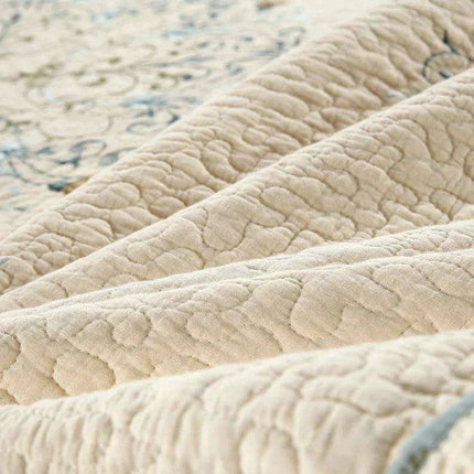 Elegant European Embroidered King Cotton Bedspread Set - 3-Piece Oversized Quilt with Matching Pillow Shams for Summer Relaxation - Très Elite