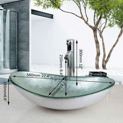 Elegant European Inspired Oval Glass Sink Set for Modern Bathrooms..