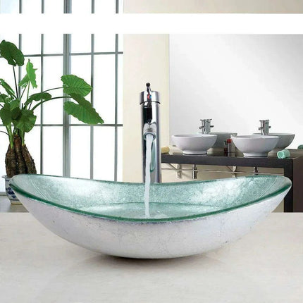 Elegant European Inspired Oval Glass Sink Set for Modern Bathrooms..