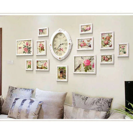 Elegant European-Inspired Wall Art Set with Clock and Picture Frames - Très Elite