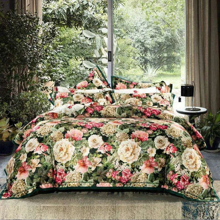 Elegant European Vintage Floral Jacquard Cotton Bedding Set for Weddings with Duvet Cover and Sheet Choices - Très Elite