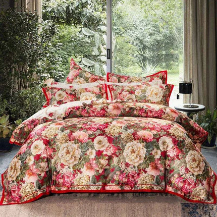 Elegant European Vintage Floral Jacquard Cotton Bedding Set for Weddings with Duvet Cover and Sheet Choices - Très Elite