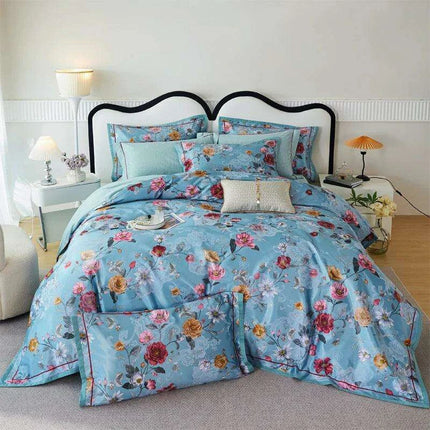 Elegant European Vintage Floral Jacquard Cotton Bedding Set for Weddings with Duvet Cover and Sheet Choices - Très Elite