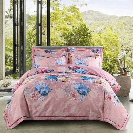 Elegant European Vintage Floral Jacquard Cotton Bedding Set for Weddings with Duvet Cover and Sheet Choices - Très Elite
