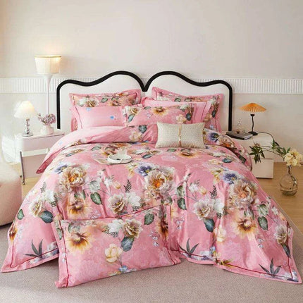 Elegant European Vintage Floral Jacquard Cotton Bedding Set for Weddings with Duvet Cover and Sheet Choices - Très Elite
