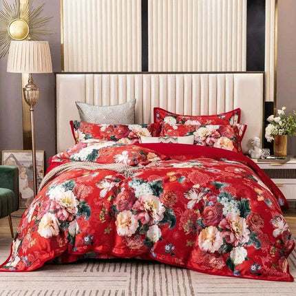 Elegant European Vintage Floral Jacquard Cotton Bedding Set for Weddings with Duvet Cover and Sheet Choices - Très Elite