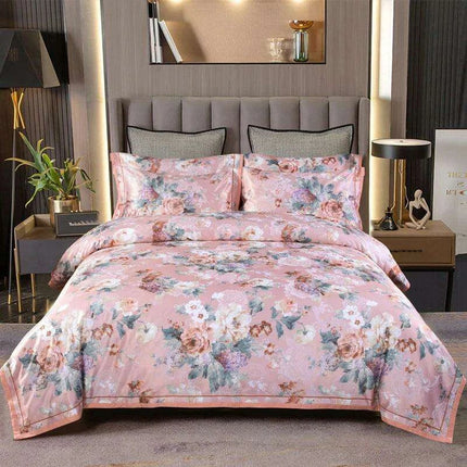 Elegant European Vintage Floral Jacquard Cotton Bedding Set for Weddings with Duvet Cover and Sheet Choices - Très Elite