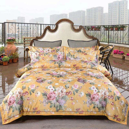 Elegant European Vintage Floral Jacquard Cotton Bedding Set for Weddings with Duvet Cover and Sheet Choices - Très Elite