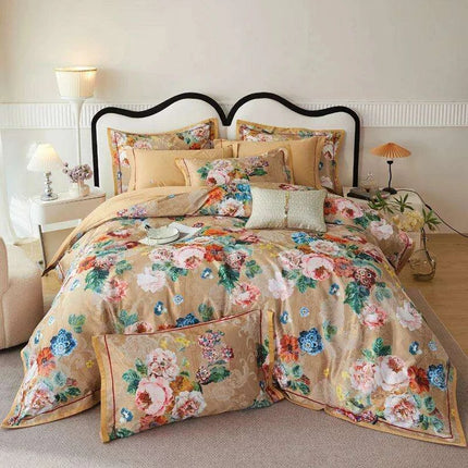 Elegant European Vintage Floral Jacquard Cotton Bedding Set for Weddings with Duvet Cover and Sheet Choices - Très Elite