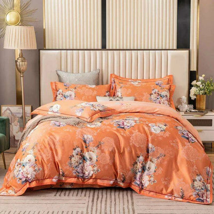 Elegant European Vintage Floral Jacquard Cotton Bedding Set for Weddings with Duvet Cover and Sheet Choices - Très Elite