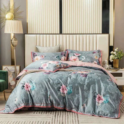 Elegant European Vintage Floral Jacquard Cotton Bedding Set for Weddings with Duvet Cover and Sheet Choices - Très Elite