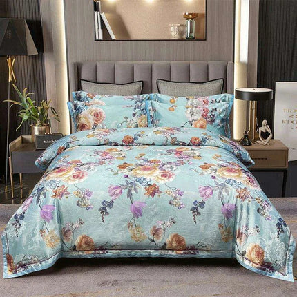 Elegant European Vintage Floral Jacquard Cotton Bedding Set for Weddings with Duvet Cover and Sheet Choices - Très Elite