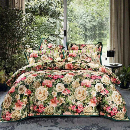 Elegant European Vintage Floral Jacquard Cotton Bedding Set for Weddings with Duvet Cover and Sheet Choices - Très Elite
