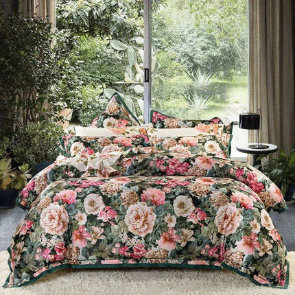 Elegant European Vintage Floral Jacquard Cotton Bedding Set for Weddings with Duvet Cover and Sheet Choices - Très Elite