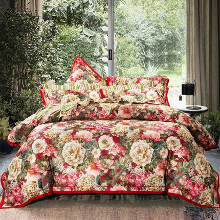 Elegant European Vintage Floral Jacquard Cotton Bedding Set for Weddings with Duvet Cover and Sheet Choices - Très Elite