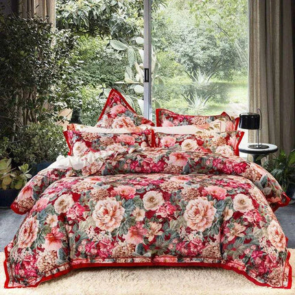Elegant European Vintage Floral Jacquard Cotton Bedding Set for Weddings with Duvet Cover and Sheet Choices - Très Elite
