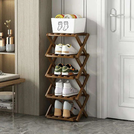 Elegant Expandable Bamboo Shoe Storage Rack with Customizable Tier Options - Très Elite