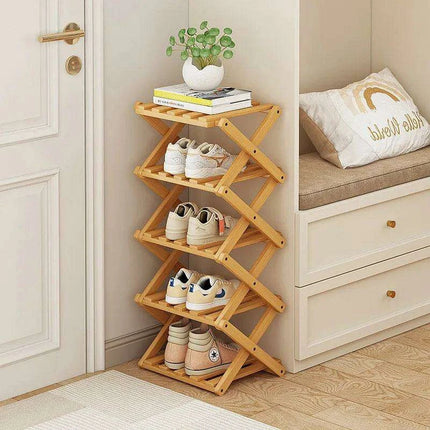 Elegant Expandable Bamboo Shoe Storage Rack with Customizable Tier Options - Très Elite