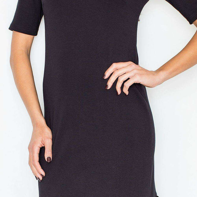 Elegant Faux Fur-Trimmed Pencil Dress for Effortless Sophistication