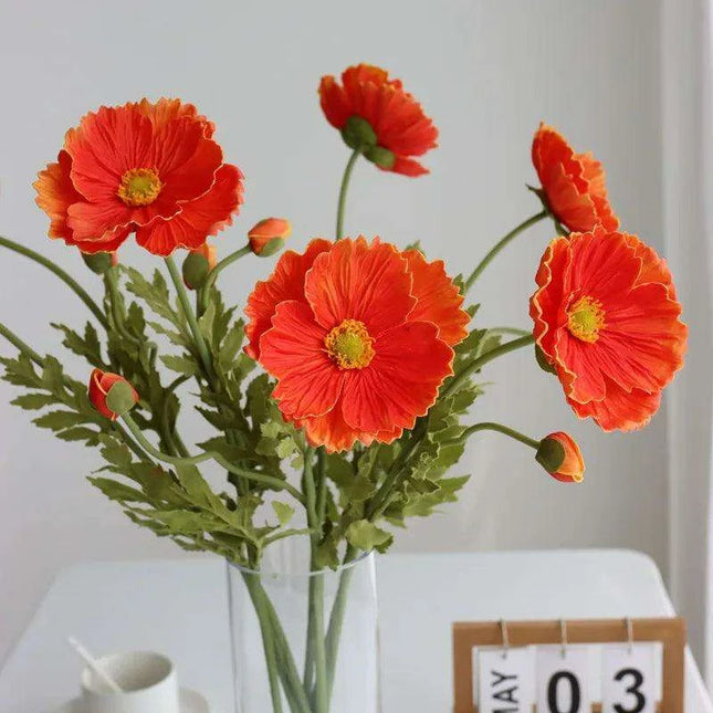 Elegant Faux Poppy Arrangements with Lush Greenery for Timeless Home Decor and Thoughtful Gifts