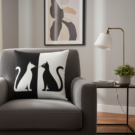 Elegant Feline-Themed Nursery Cushion 45x45cm - Très Elite