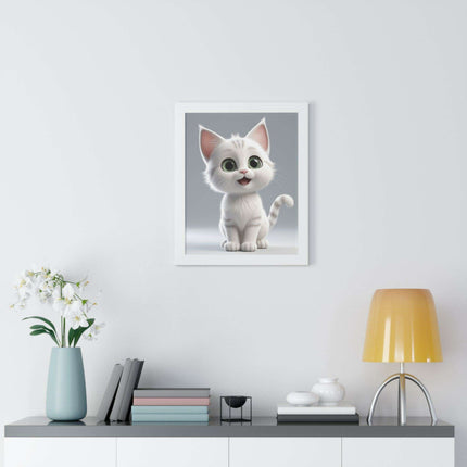 Elegant Feline Vertical Art Poster - Eco-Friendly Framed Design..