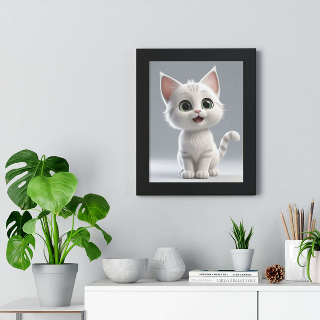 Elegant Feline Vertical Art Poster - Eco-Friendly Framed Design