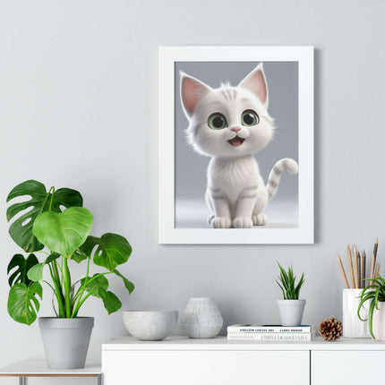 Elegant Feline Vertical Art Poster - Eco-Friendly Framed Design..