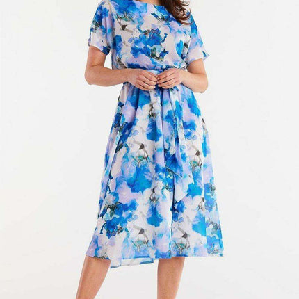 Elegant Flared Chiffon Dress with Adjustable Waistband - Très Elite