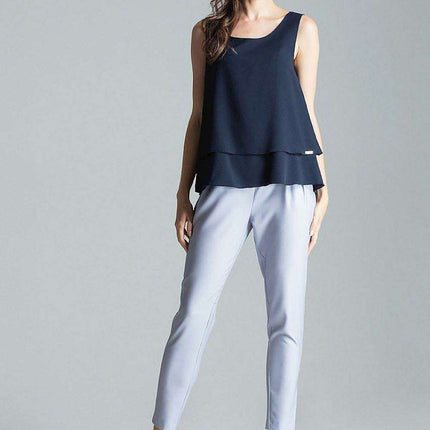 Elegant Flared Hem Sleeveless Layered Top - Très Elite