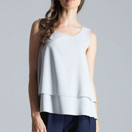 Elegant Flared Hem Sleeveless Layered Top - Très Elite
