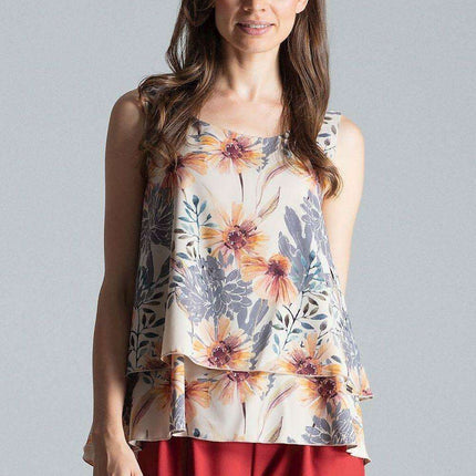 Elegant Flared Hem Sleeveless Layered Top - Très Elite