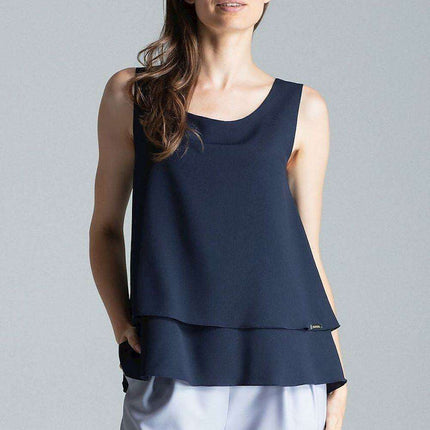 Elegant Flared Hem Sleeveless Layered Top - Très Elite