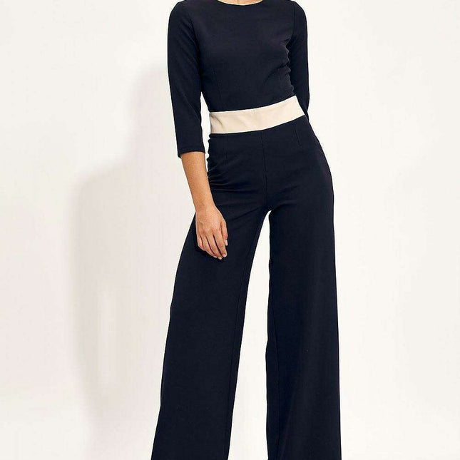 Elegant Flared Leg Jumpsuit With Waist Detail For Women