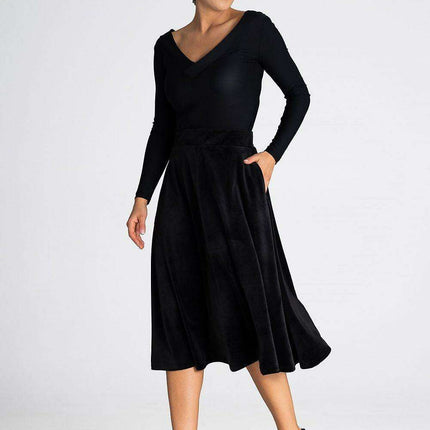 Elegant Flared Midi Skirt with Waist-Enhancing Design - Très Elite