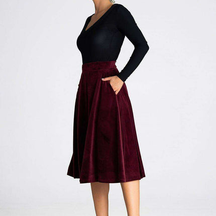 Elegant Flared Midi Skirt with Waist-Enhancing Design - Très Elite
