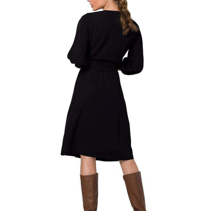 Elegant Flared Overlap Dress - Très Elite