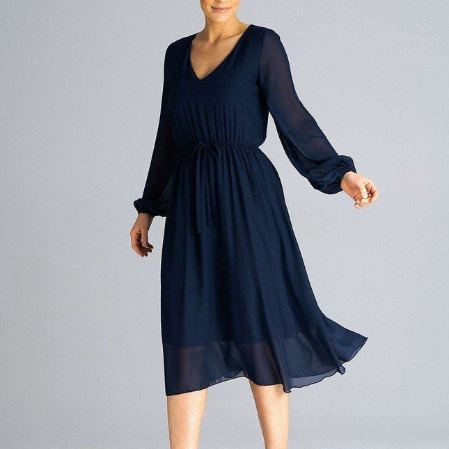 Elegant Flared Sleeve Midi Dress