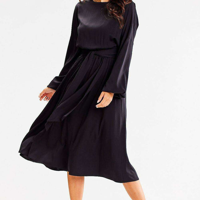 Elegant Flared Waist-Tie Everyday Dress - Très Elite
