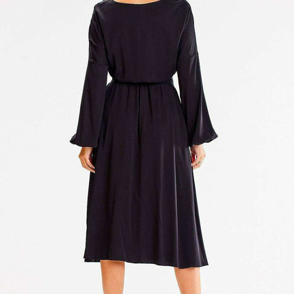 Elegant Flared Waist-Tie Everyday Dress - Très Elite