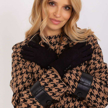 Elegant Floral Accented Touchscreen Gloves with Modern Geometric Design for Women- Très Elite- Très Elite