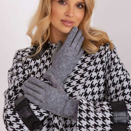 Elegant Floral Accented Touchscreen Gloves with Modern Geometric Design for Women- Très Elite- Très Elite