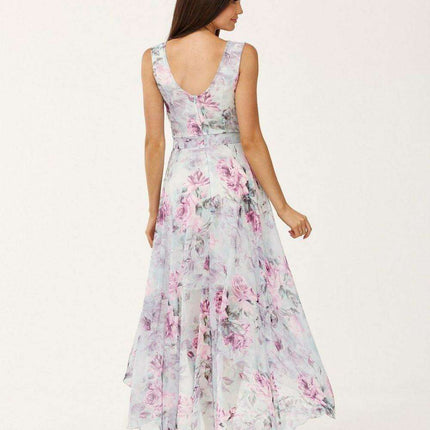 Elegant Floral Chiffon Maxi Dress with Stylish Envelope Neckline for Special Occasions - Très Elite