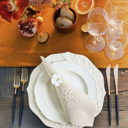 Elegant Floral Cotton Napkins - Set of 6 Handmade for Upscale Dining Experience - Très Elite