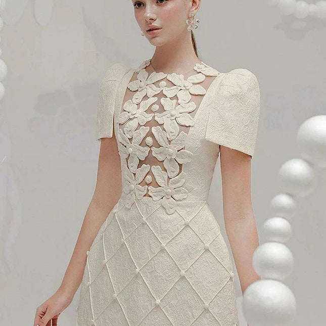 Elegant Floral Embroidered A-line Evening Gown