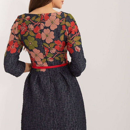 Elegant Floral Embroidered Fit-and-Flare Dress - Très Elite