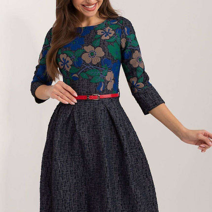 Elegant Floral Embroidered Fit-and-Flare Dress - Très Elite