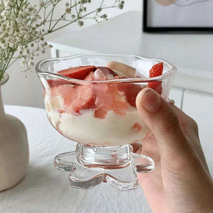 Elegant Floral Glass Dessert Bowl - Très Elite